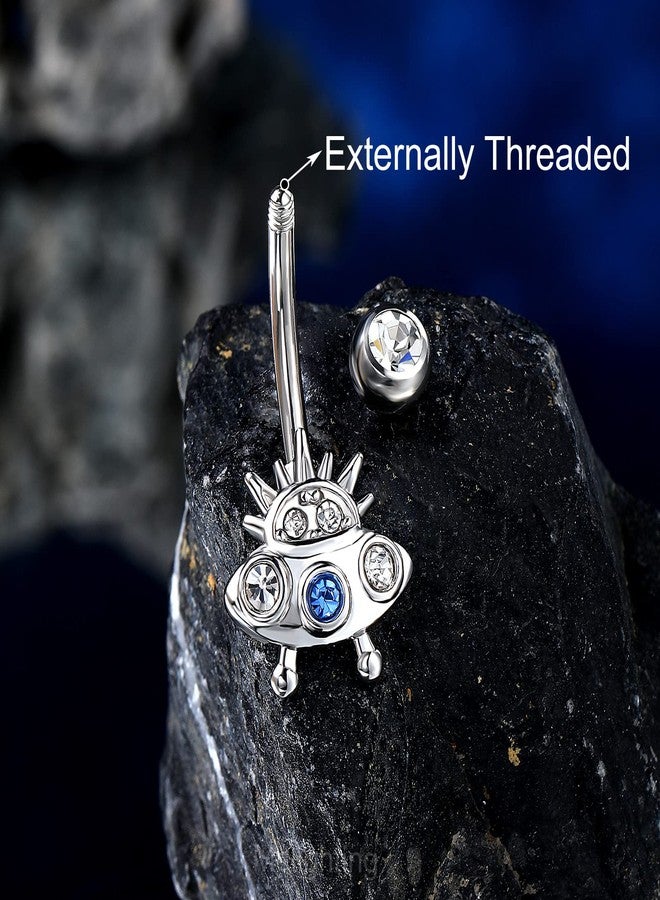 Melighting 14G Dangle Belly Button Rings, Stainless Steel Planet and Spaceship Piercing, Moon Jewelry for Women - Image 5