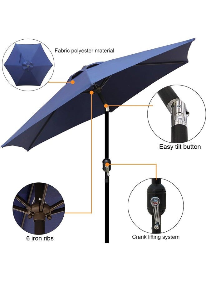 Blissun 7.5 ft Patio Umbrella, Yard Umbrella Push Button Tilt Crank (Navy Blue) - Image 2