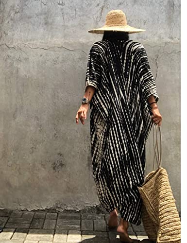 Bsubseach Stylish Tie Dye Open Front Long Kimono Swimsuit Cover Up for Women Swimwear Cover Ups Black - Image 4