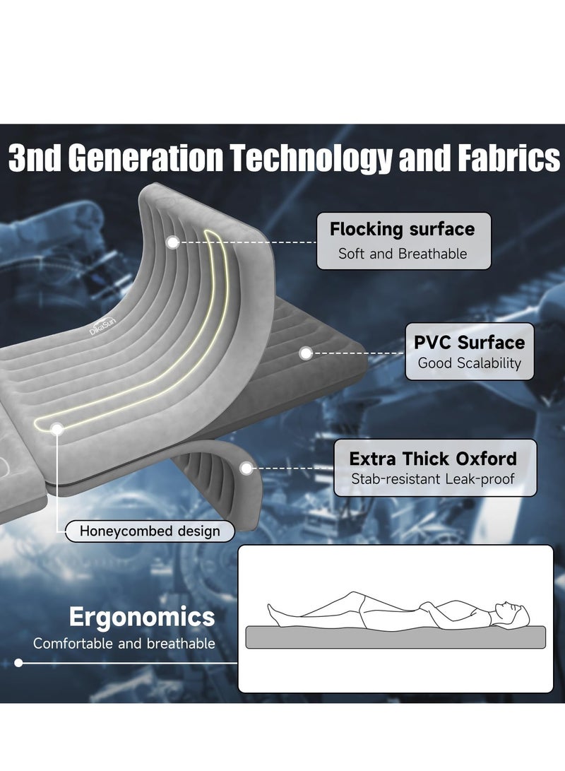 فلاشهوك مرتبة هوائية للسيارة مع جوانب - سرير سيارة سرير نوم قابل للنفخ - مرتبة قابلة للنفخ للمقعد الخلفي للشاحنة/مرتبة تخييم للسفر، رمادي - Image 2
