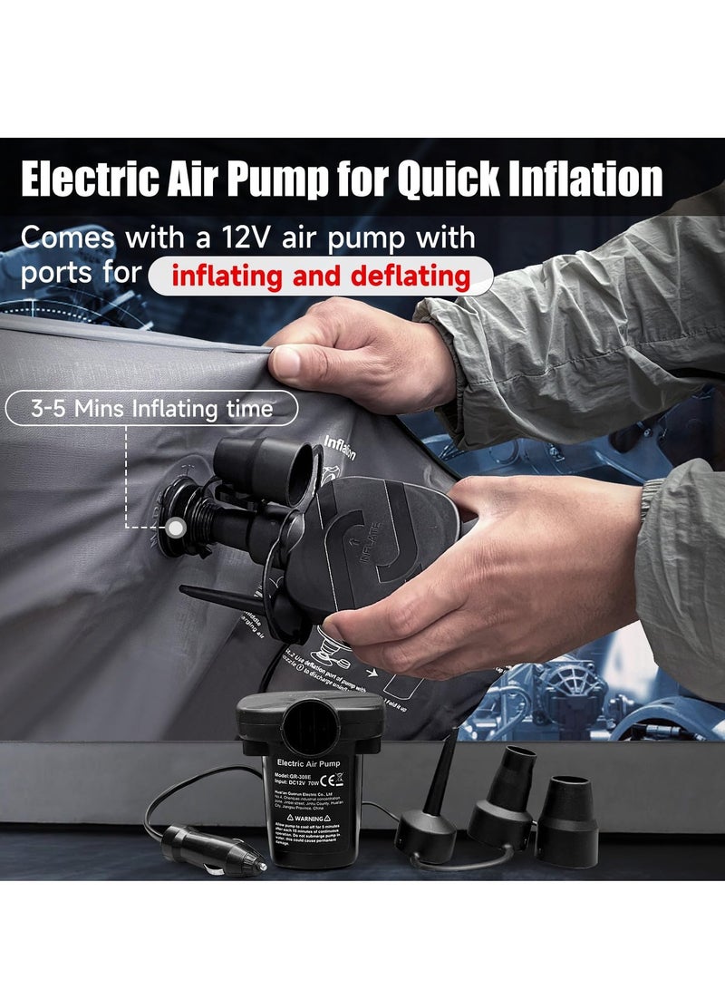 فلاشهوك مرتبة هوائية للسيارة مع جوانب - سرير سيارة سرير نوم قابل للنفخ - مرتبة قابلة للنفخ للمقعد الخلفي للشاحنة/مرتبة تخييم للسفر، رمادي - Image 3