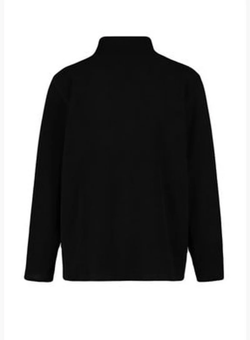 trendyol Black Men's Regular/Regular Cut Standing Collar Zippered Fleece Warm Thick Sweatshirt.