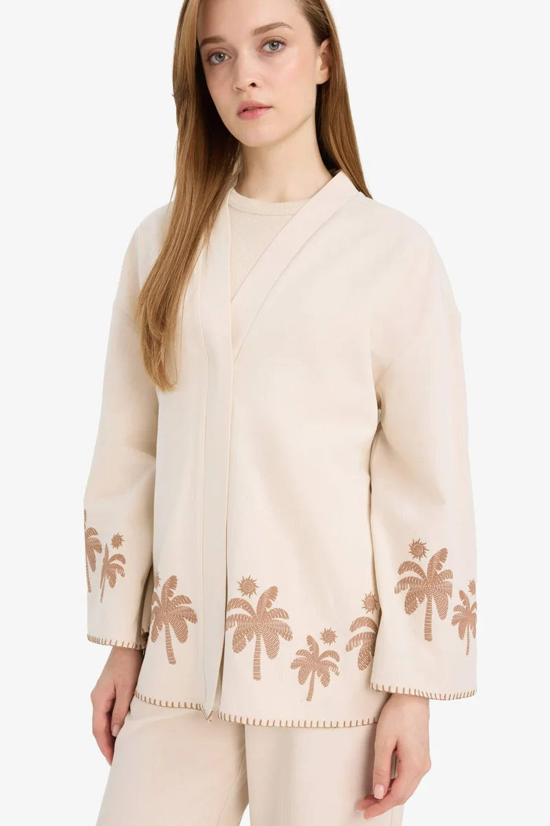 ديفاكتو Relax Fit Linen Blend Long Sleeve Tunic