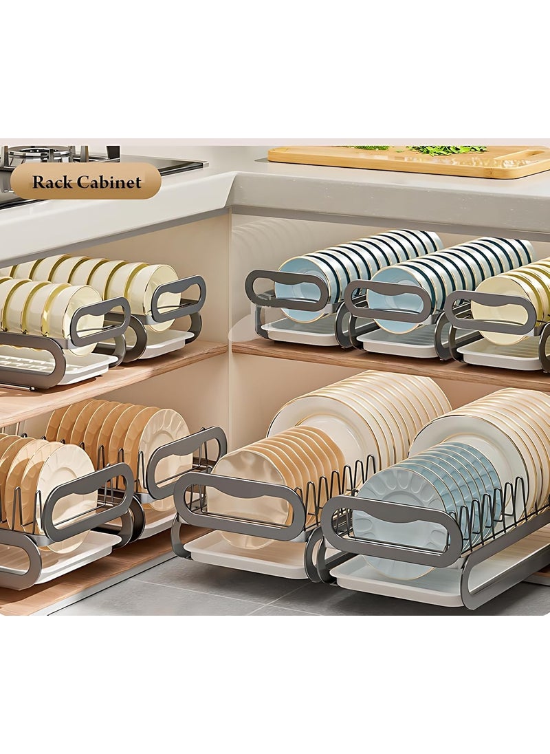Breewell Breewell Kitchen Plate Storage Rack Pull Out Basket Drawer Rack Cabinet Drain Pull Out Plate Basket Plate | Multicolour  - Image 5