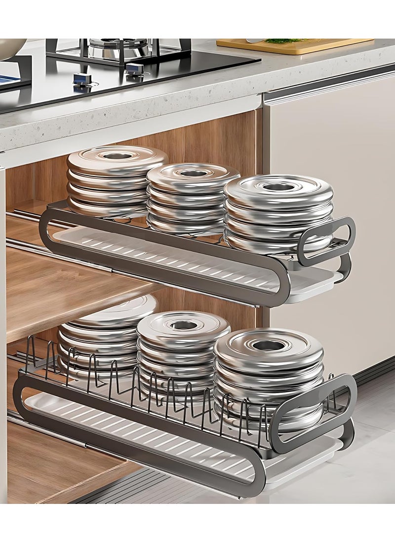 Breewell Breewell Kitchen Plate Storage Rack Pull Out Basket Drawer Rack Cabinet Drain Pull Out Plate Basket Plate | Multicolour  - Image 4