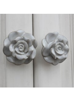 Indian-Shelf IndianShelf 4 Piece White Flower Ceramic Luxurious Drawer Knobs for Kitchen Cabinet Hardware Door Pulls Decorative Dresser Home Essentials  - Image 1