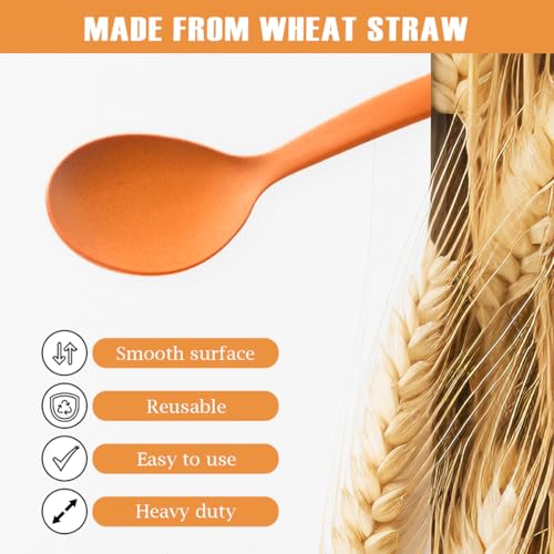 Raypard 8 Pcs 10" Large Plastic Wheat Straw Serving Spoons Set, Serving Spoons & Slotted Spoons, Kitchen Mixing Serving Spoon for Party Buffet Catering (Orange/Blue/Yellow/Green, Not for Cooking) - Image 4