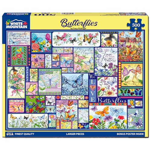 White Mountain 500 Piece Jigsaw Puzzle Spring Flower Collage Puzzles with Large Pieces Gift for Adults and Family 18x24 Butterflies - Image 5