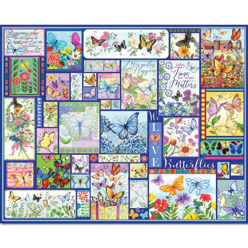 White Mountain 500 Piece Jigsaw Puzzle Spring Flower Collage Puzzles with Large Pieces Gift for Adults and Family 18x24 Butterflies - Image 3