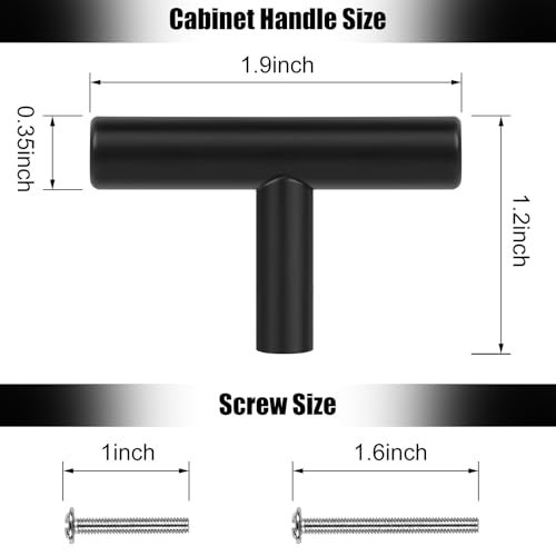 Romeda 12 Pack Black Cabinet Knobs, 2in Single Hole Cabinet Hardware with Screws 1in & 1.5in, Drawer Pulls (Black) for Kitchen Bedroom Bathroom Furniture - Image 2