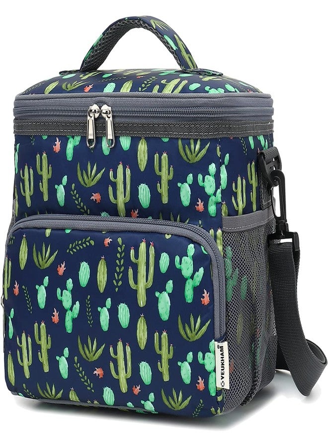 GYEUKHAM Insulated Reusable Lunch Bag Adult Large Lunch Box for Women and Men with Adjustable Shoulder Strap,Front Zipper Pocket and Dual Large Mesh Side Pockets,Cactus - Image 1