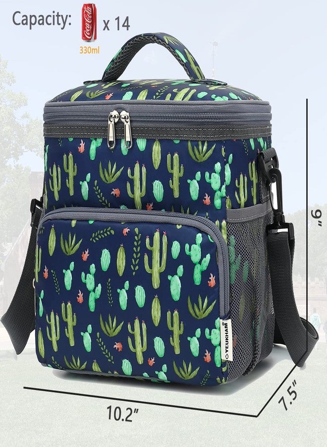 GYEUKHAM Insulated Reusable Lunch Bag Adult Large Lunch Box for Women and Men with Adjustable Shoulder Strap,Front Zipper Pocket and Dual Large Mesh Side Pockets,Cactus - Image 4
