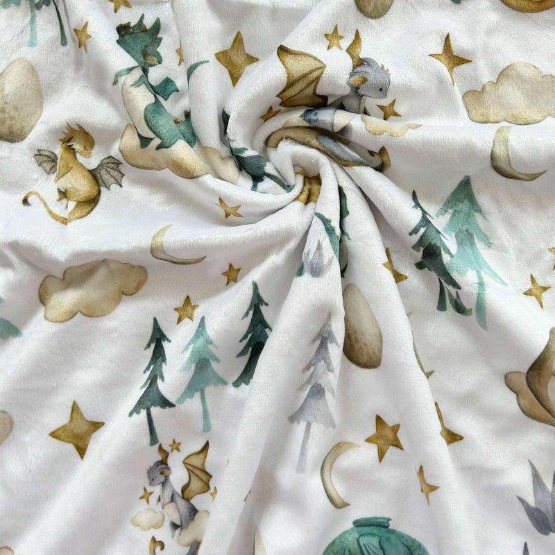 Buerhanerry Dragon Baby Blanket for Unisex Soft Minky Blanket with Double Layer Dotted Backing, for Toddler, Newborn Crib, Stroller, Fairy Tale Theme Nursery Egg Moon Stars Cloud Receiving Blankets, 30"x40" - Image 3
