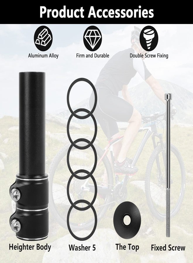 Sweetone Bike Stem Riser Adjustable Bicycle Handlebar Extender Increases Bar Height Up to 5.3" for Most Bicycle Road Bike, MTB, BMX, Cycling (1-1/8" Black) - Image 2