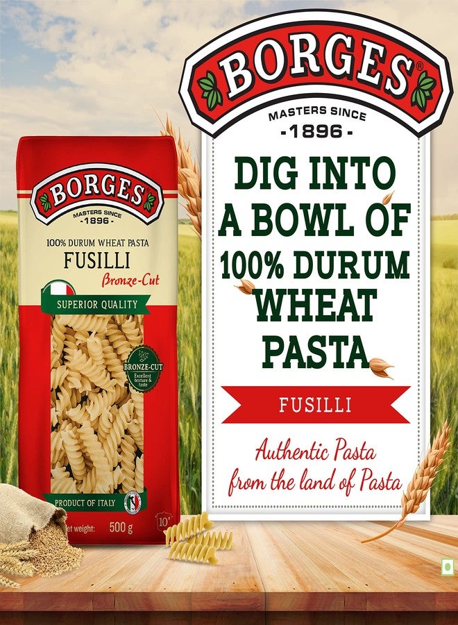Borges Fusilli Pasta - 500 gm| 100% Durum Wheat | Imported from Italy | High in Protein |No Preservative - Image 3