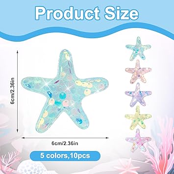 oruola 10pcs Starfish Hair ClipGlitter Starfish ClipMermaid Hair AccessoriesGlitter Sea Star Hairs Barrettes for Women Girls Beach Wedding Hairstyle ToolMulticolor - Image 3