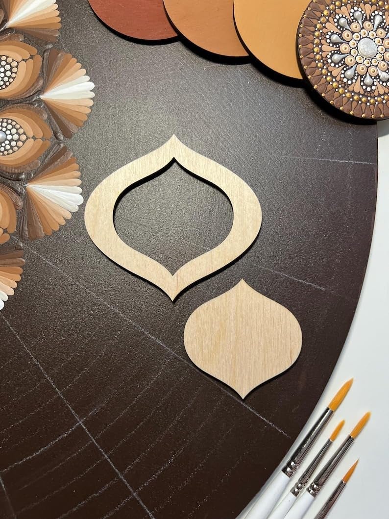 Haoser Stencils for drawing, dot art tools, wooden shapes, tracing stencils, pattern building, geometric figures,tracing set ,dot mandala tools -28 pc-14 inner &14 outer |Mandala Art Stencils for Drawing (Mandala art shapes-2) - Image 3