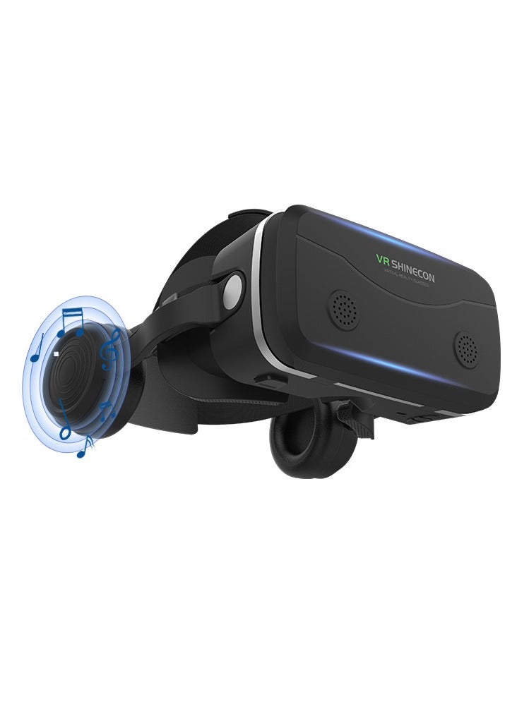 VR SHINECON G15E VR Glasses IMAX 3D Movies Virtual Reality VR Glasses Google Cardboard Box VR Helmet for 4.7-7" Phone, Support Game Joystick (Black) - Image 1