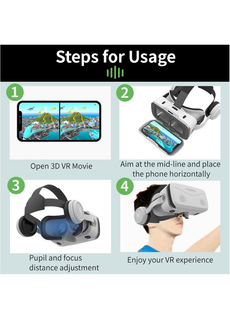 VR SHINECON G15E VR Glasses IMAX 3D Movies Virtual Reality VR Glasses Google Cardboard Box VR Helmet for 4.7-7" Phone, Support Game Joystick (Black) - Image 2