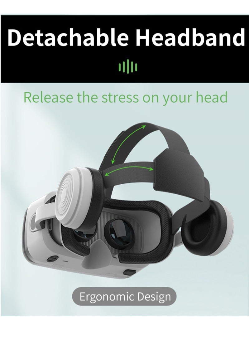 VR SHINECON G15E VR Glasses IMAX 3D Movies Virtual Reality VR Glasses Google Cardboard Box VR Helmet for 4.7-7" Phone, Support Game Joystick (Black) - Image 4