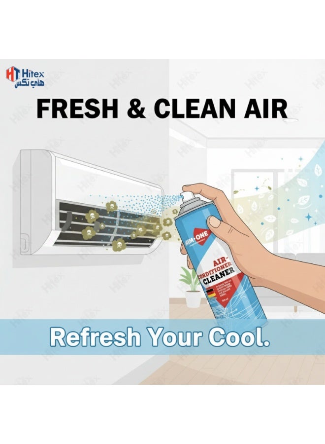 Hitex AIM-ONE Air Conditioner Cleaner 550ml – German Technology Foam Cleaner | Removes Dust, Dirt & Bacteria | Pleasant Fresh Smell | Cleaning for Home, Car & AC Units | Includes Extension Straw (2) - Image 3