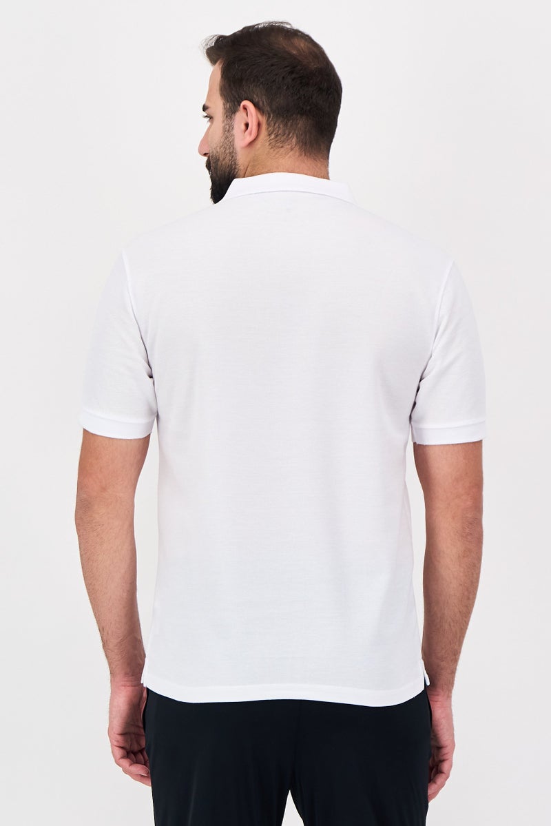 Reebok Men Sportswear Fit Short Sleeve Outdoor Polo Shirt, White - Image 3