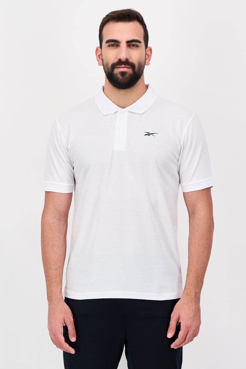 Reebok Men Sportswear Fit Short Sleeve Outdoor Polo Shirt, White - Image 1