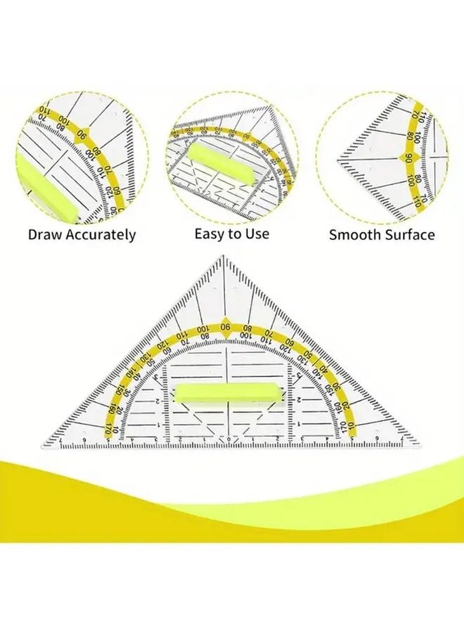 4 Pieces Clear Plastic Triangular Rulers Set Flexible Durable Drawing Tools for Students and Designers - Image 5