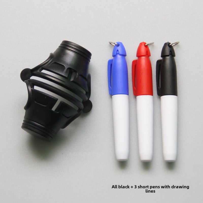 Generic 360° Rotating Golf Ball Liner Marker Pen All black 3 short brush