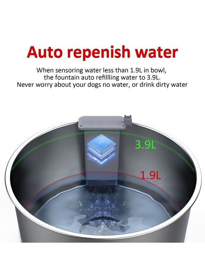 BENTOPAL Dog Water Fountain Auto Filling Dog Water Dispenser Connect Water Supply, Rechargeable 3.9L Large Dog Water Bowl - Image 4