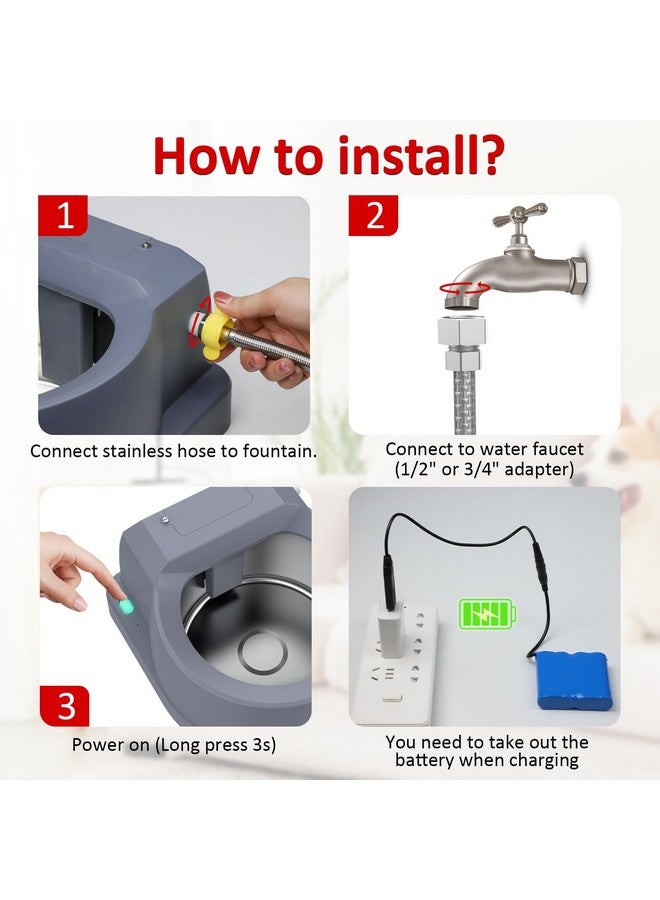 BENTOPAL Dog Water Fountain Auto Filling Dog Water Dispenser Connect Water Supply, Rechargeable 3.9L Large Dog Water Bowl - Image 5