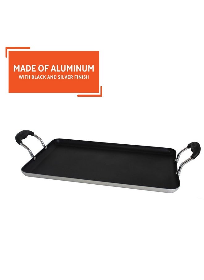 Imusa IMUSA 19x12in Aluminum Nonstick Double Burner Griddle with Cool Touch Handles, Black  - Image 3