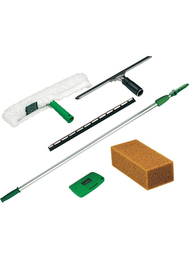 Unger Commercial Window Cleaning Kit PWK00 Heavy Duty StripWasher Set with Squeegee 8 Telescoping Pole Sponge Professional Tools for HighPerformance Commercial Window Cleaning