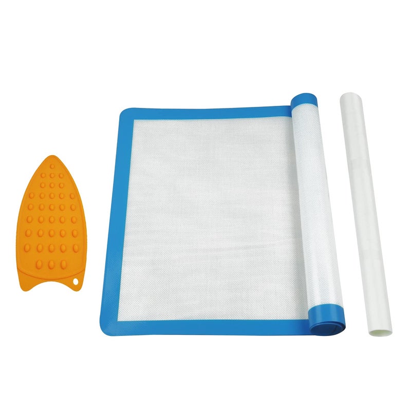 FCENDS Applique Mat(14" x 18"), Silicone Fusing Mat for Applique and Arts Crafts Creation, Quilter Appli-Fuse Mat, Including Non-Stick Pressing Sheet for Heat Press and Silicone Iron Rest Pad (14"x18") - Image 5