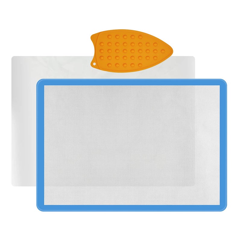 FCENDS Applique Mat(14" x 18"), Silicone Fusing Mat for Applique and Arts Crafts Creation, Quilter Appli-Fuse Mat, Including Non-Stick Pressing Sheet for Heat Press and Silicone Iron Rest Pad (14"x18") - Image 1