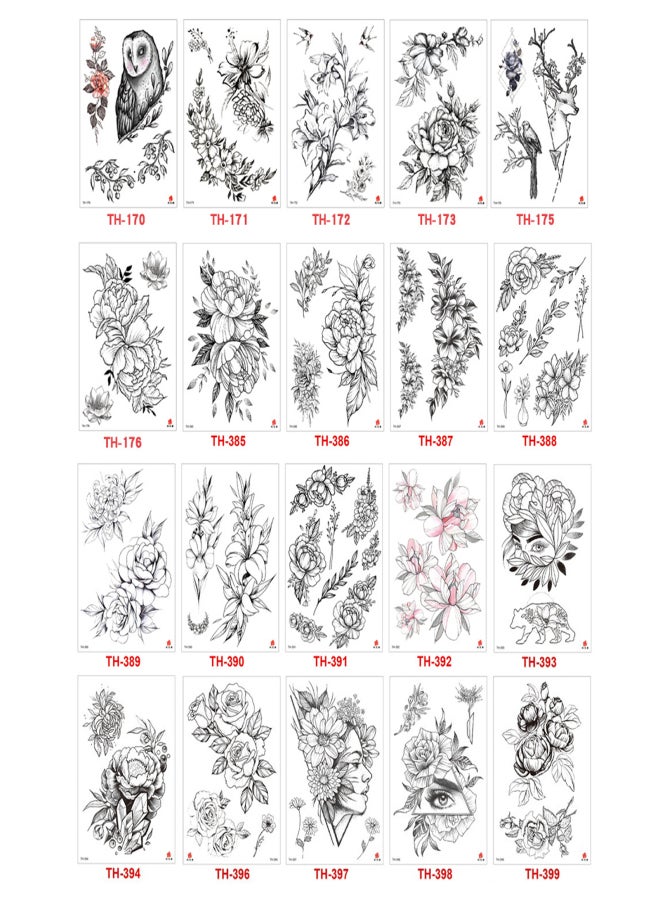 1 Sheet 3D Big Rose Peony Flower Girls Temporary Fake Tattoos Neck Shoulder Sleeve Tattoo Waterproof Tattoos Large Vine Peony Flower Rose DIY Tattoo Stickers for Women - Image 2