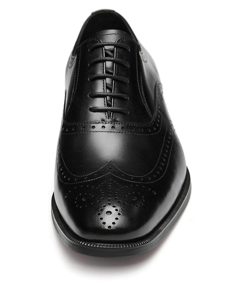 FRASOICUS Men’s Dress Shoes with Genuine Leather in Classic Brogue Elastic Band Oxford Formal (Black, Adult, Men, 10, Numeric, US Footwear Size System, Medium) - Image 4