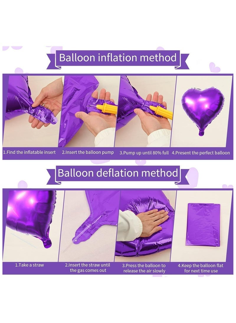 JOLLITY LLC Heart Shaped Helium Air Ball 18 Inch Wedding Birthday Baby Shower Party Decoration Balloons 10pcs (Purple) - Image 2