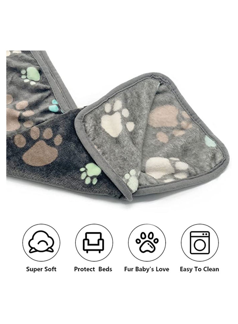 Puppy Blankets Super Soft Warm Sleep Mat Grey Paw Print, 1 Pack Cute Blanket Fluffy Fleece Pet Blanket Flannel Throw Dog Blankets for Small Dogs Puppy Dogs Fluffy Cats, Medium (80 * 100CM) - Image 3