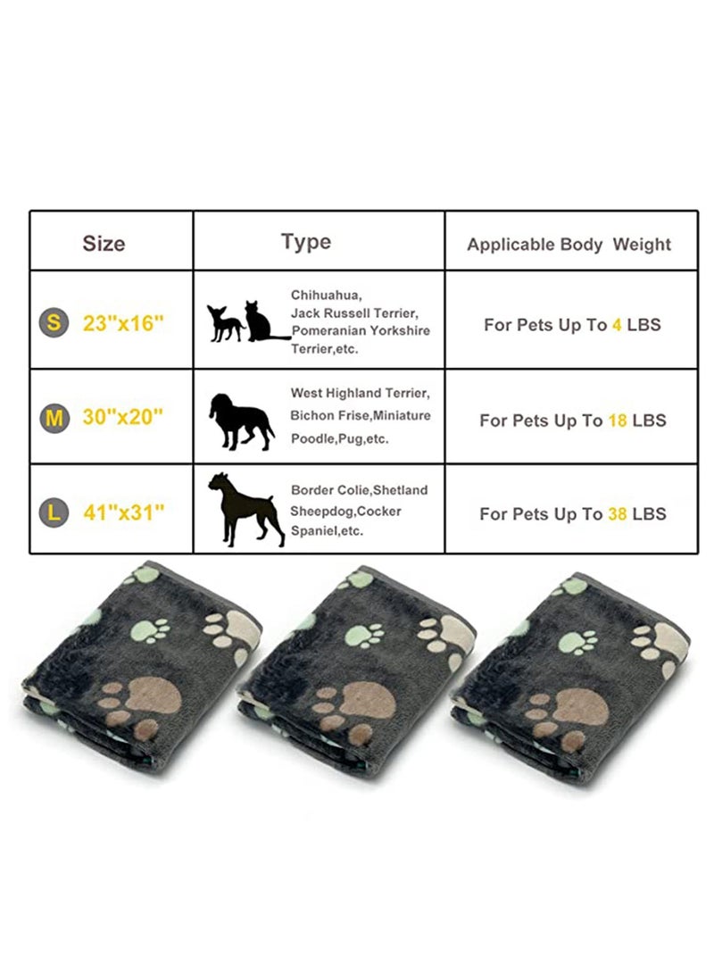 Puppy Blankets Super Soft Warm Sleep Mat Grey Paw Print, 1 Pack Cute Blanket Fluffy Fleece Pet Blanket Flannel Throw Dog Blankets for Small Dogs Puppy Dogs Fluffy Cats, Medium (80 * 100CM) - Image 5