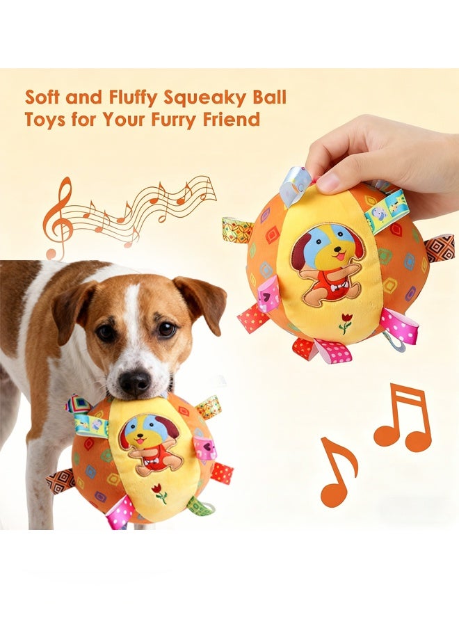 ألعاب تفاعلية للكلاب، لعبة قطيفة تصدر صوت صرير مع أحزمة، كرة محشوة ناعمة مقاس 6 بوصات مصنوعة من مادة قطنية وجرس مدمج، لعبة إحضار تفاعلية للحيوانات الأليفة من الكلاب الصغيرة إلى الكبيرة - Image 4
