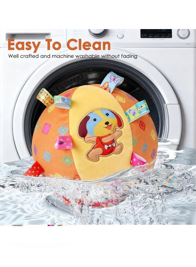 ألعاب تفاعلية للكلاب، لعبة قطيفة تصدر صوت صرير مع أحزمة، كرة محشوة ناعمة مقاس 6 بوصات مصنوعة من مادة قطنية وجرس مدمج، لعبة إحضار تفاعلية للحيوانات الأليفة من الكلاب الصغيرة إلى الكبيرة - Image 5