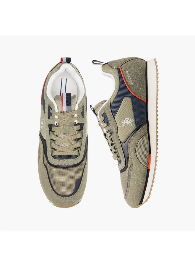 يو اس بولو اسن Men's Logo Detail Sneakers with Lace-Up Closure