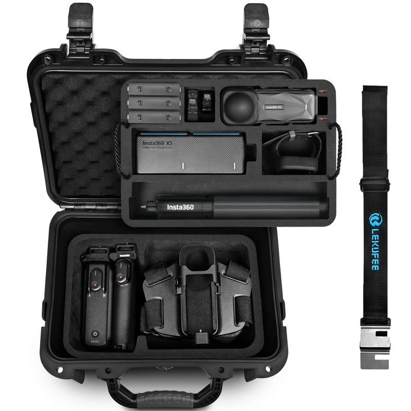 Lekufee Waterproof Hard Case for Insta360 X5 Insta360 X4X3 X4 Air Standard Bundle Starter Bundle Essentials Bundle Motorcycle Bundle and More AccessoriesCase Only - Image 2