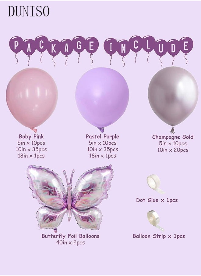 DUNISO Purple Butterfly Birthday Decorations for Adult and Kids Happy Birthday Party Decorations Happy Birthday Banner and Balloon Birthday Balloon Letters - Image 2