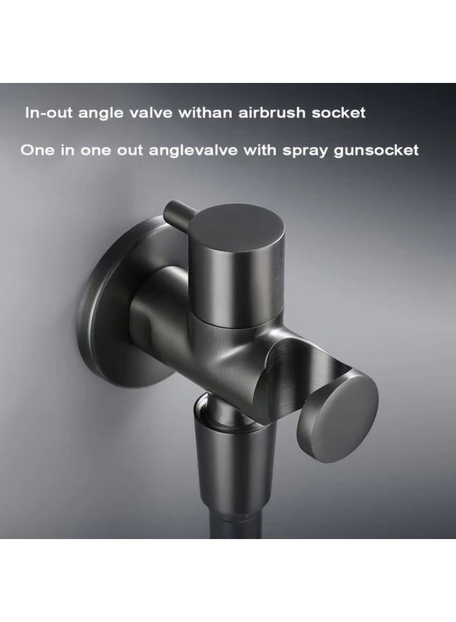 Grey Stainless Steel Handheld Toilet Cleaning Kit with Wall Mount Bidet Sprayer Non Electric Ceramic Valve Includes Installation Accessories - Image 3