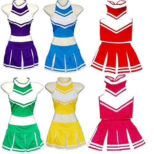 Total 2550 Big Girls' Women Cheerleader Costume Uniform Cheerleading Adult Dress Outfit Halloween Red/White (XS/ 0-2) - Image 5