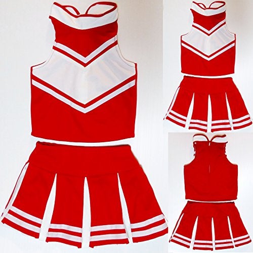 Total 2550 Big Girls' Women Cheerleader Costume Uniform Cheerleading Adult Dress Outfit Halloween Red/White (XS/ 0-2) - Image 4