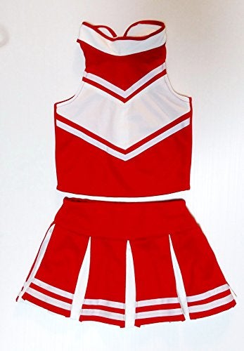 Total 2550 Big Girls' Women Cheerleader Costume Uniform Cheerleading Adult Dress Outfit Halloween Red/White (XS/ 0-2) - Image 2