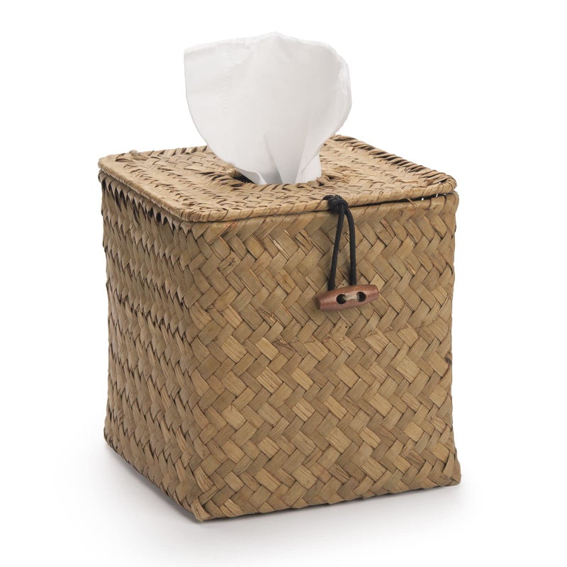 Seagrass Square Tissue Box Cover Woven Napkin Holder Decorative for Bathroom Farmhouse Natural 55 x 55 x 55 Inch